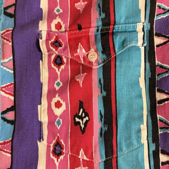 Vintage Wrangler Mens Size 16.5 34 Aztec 90s XLong Tails Single Stitch Brushpop - Picture 7 of 8